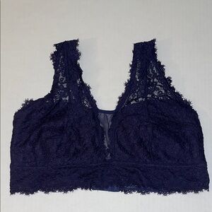 Aerie Navy Eyelash Lace Bralette (No Padding)
